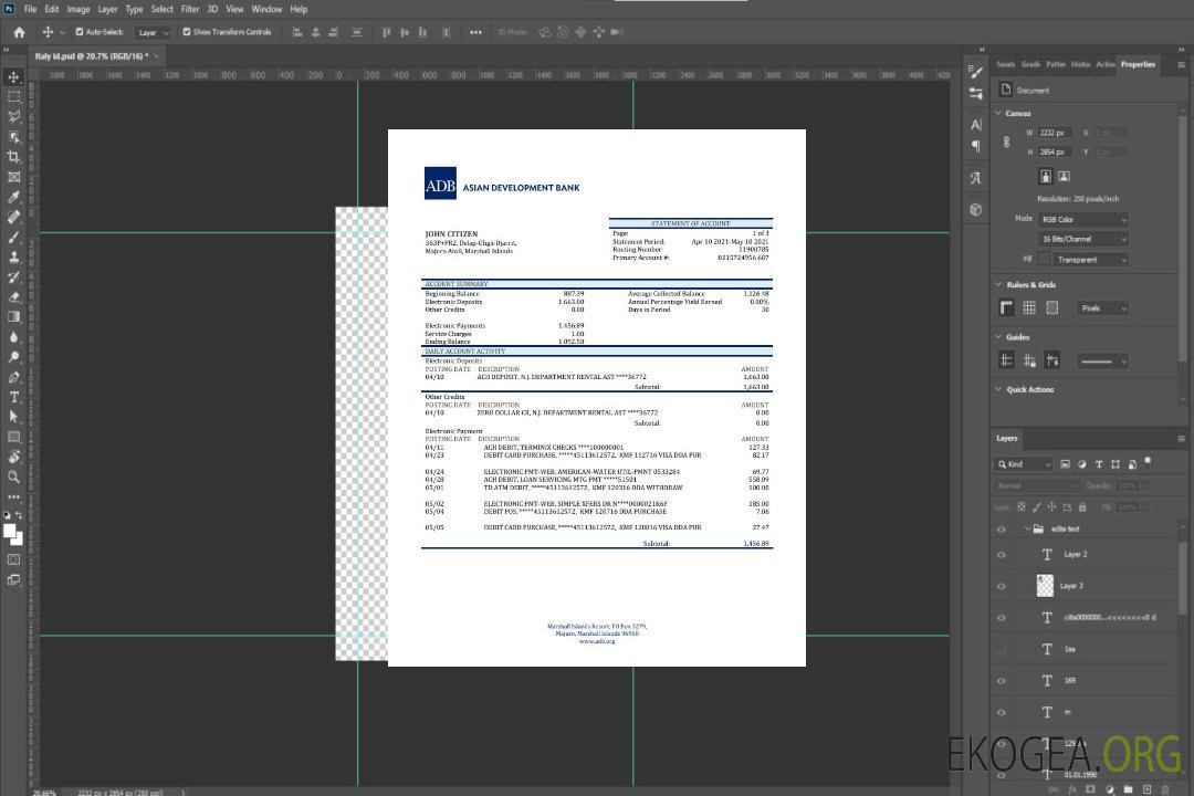 Relevé bancaire de la BAD des Îles Marshall template Relevé bancaire de la BAD des Îles Marshall template
